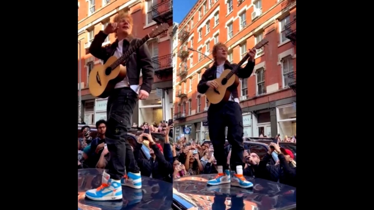 Ed Sheeran Surprises Fans With Performance On Top Of Car In New York - Vimarsana News