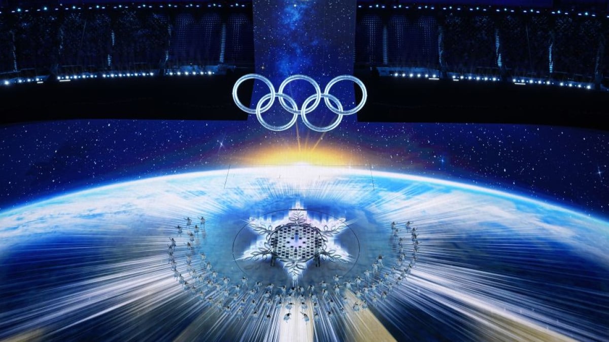 Dancers perform during opening ceremony of the 2022 Winter Olympics. Dancers perform at 2022 Winter Olympics.