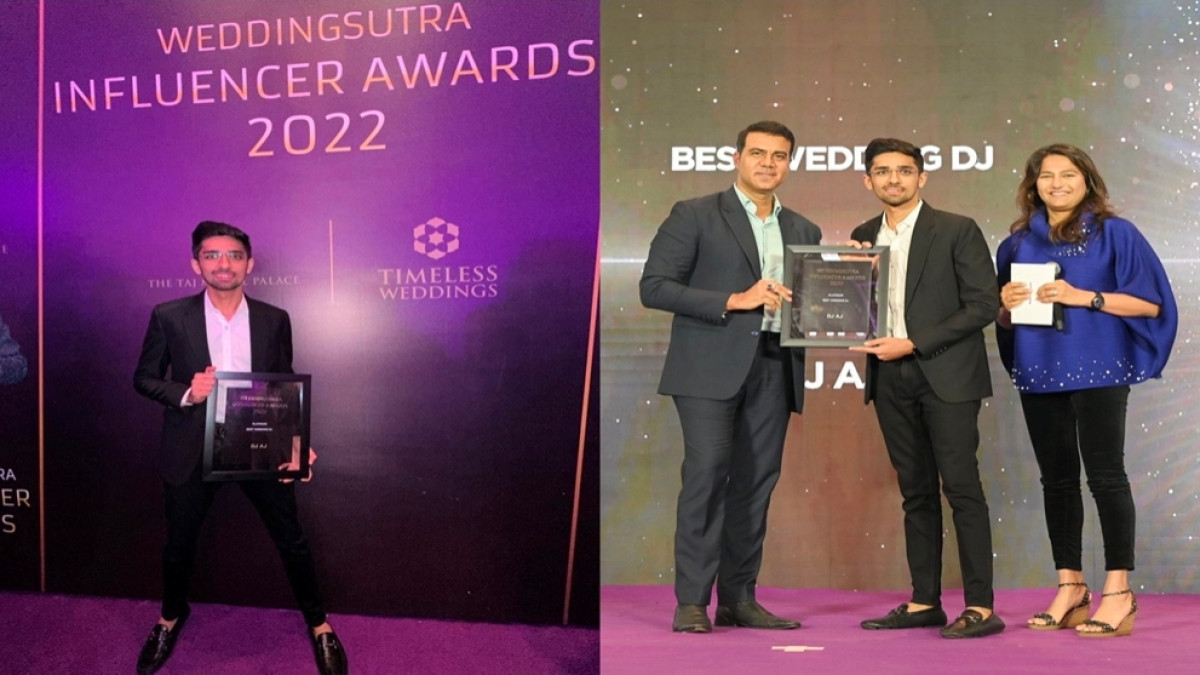 DJ AJ gana el premio al mejor DJ de bodas en el WeddingSutra Influencer Award 2022 por cuarta vez DJ AJ gana el premio al mejor DJ de bodas en el WeddingSutra Influencer Award 2022 por cuarta vez