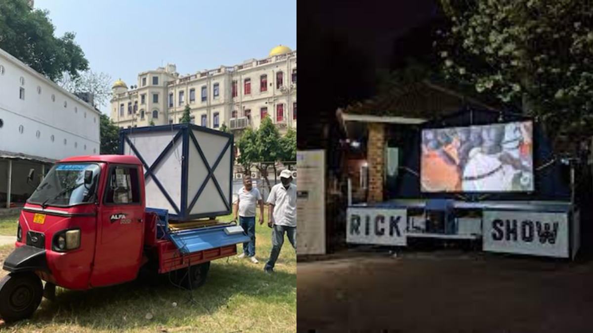 Des films français projetés en plein air par un trois-roues à Calcutta Des films français projetés en plein air par un trois-roues à Calcutta